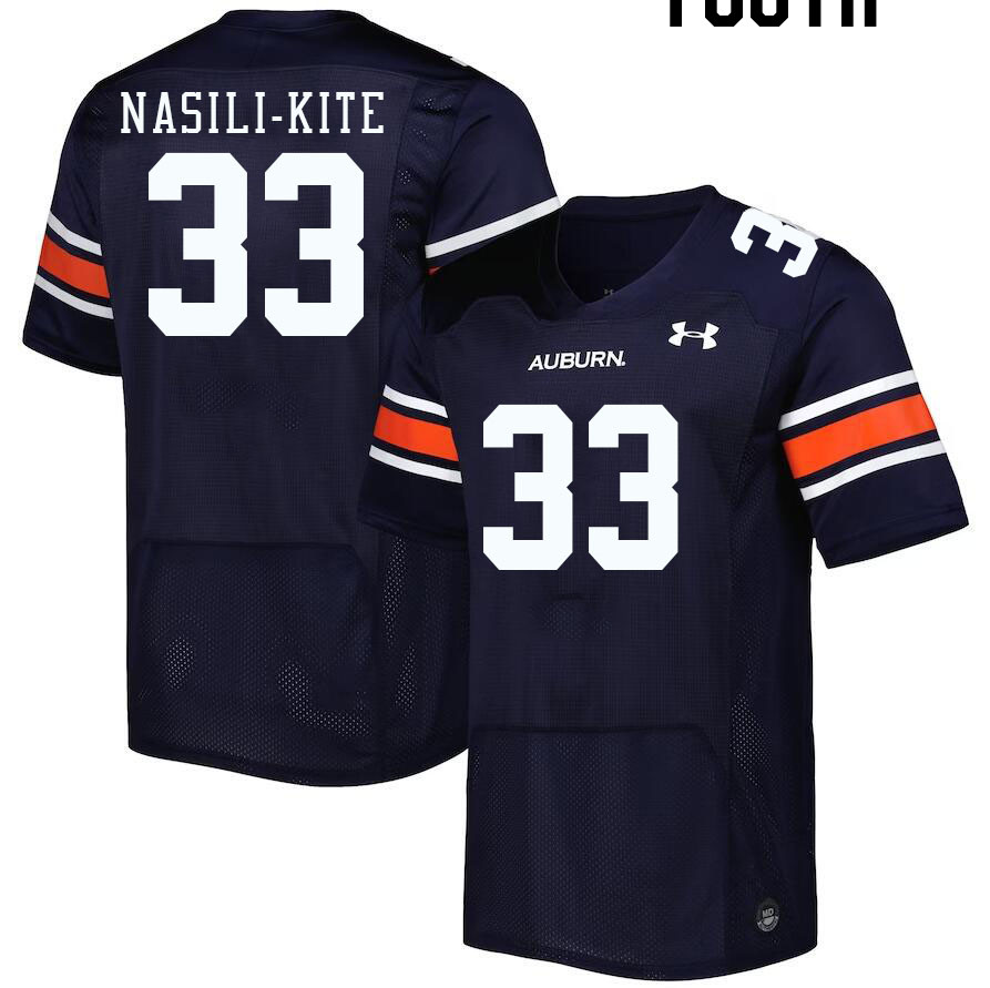 Youth #33 Mosiah Nasili-Kite Auburn Tigers College Football Jerseys Stitched-Navy - Click Image to Close